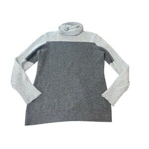 FORTE CASHMERE Women's Size Medium 100% Cashmere Grey Sweater Colorblock FLAWED